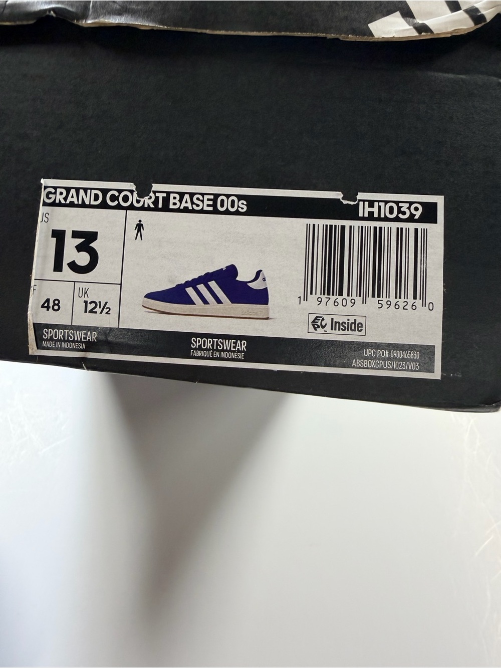 Adidas Grand Court Base 00s Blue and White Low-Top Suede Sneakers - Picture 5 of 5
